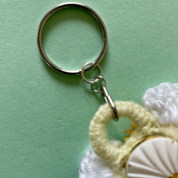 Sunflower Keychain Charm, Crochet Handmade Backpack Charm - Picture 7 of 7
